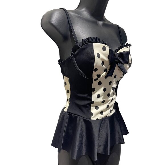 River Island swimsuit New Size 8 vintage/ retro  look  black white - Picture 2 of 5